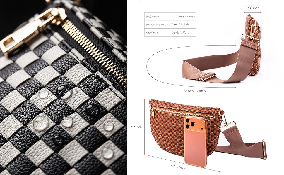 Woven Crossbody Bag for Women with Adjustable Strap