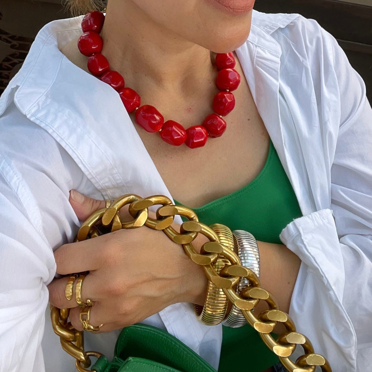 Red Coral Stone Necklace