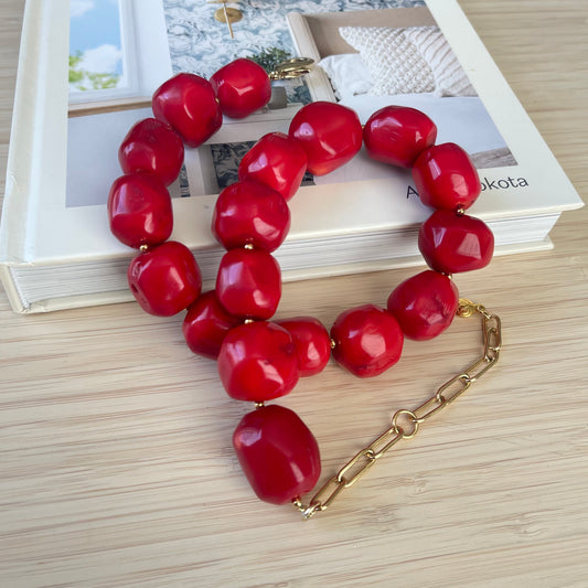 Red Coral Stone Necklace