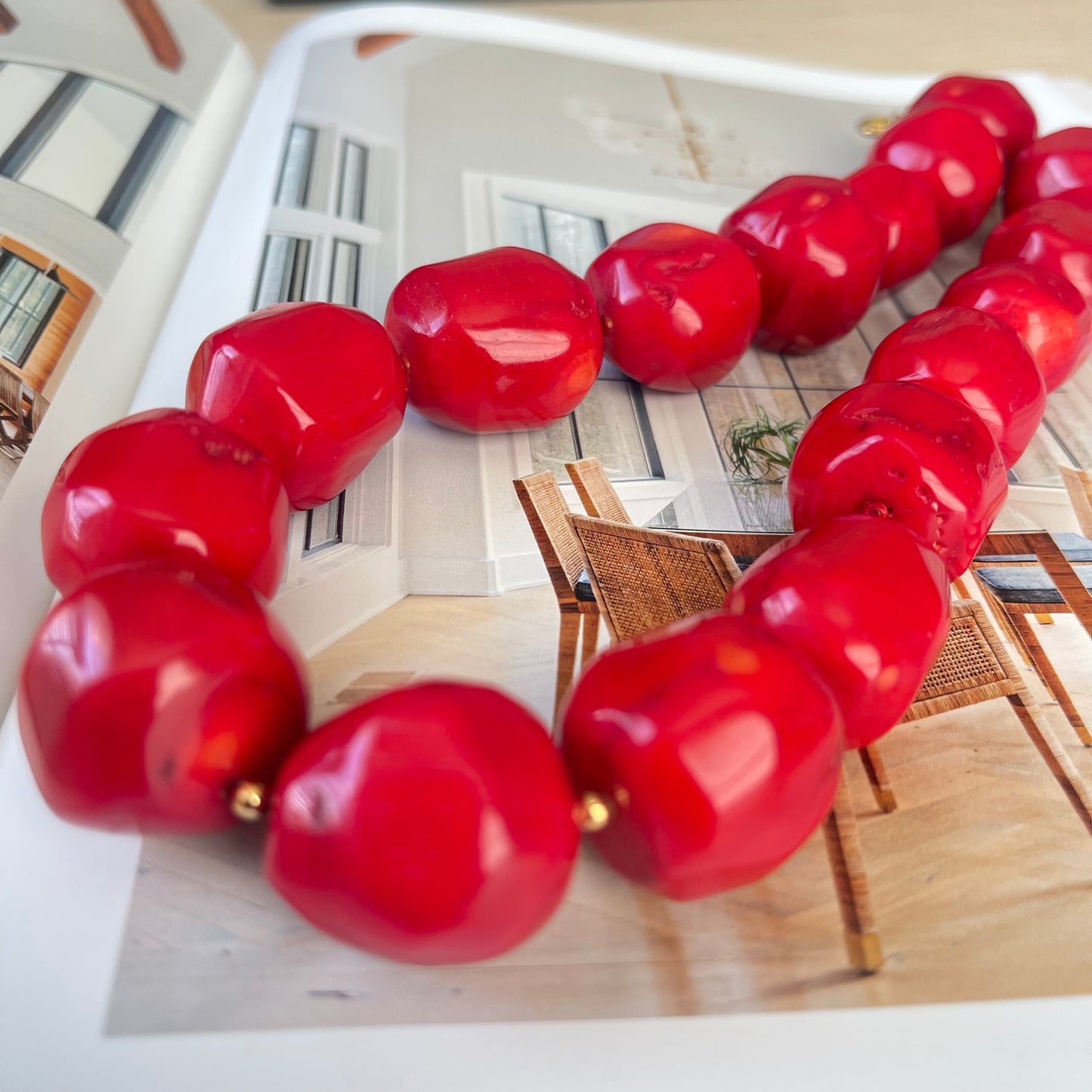 Red Coral Stone Necklace